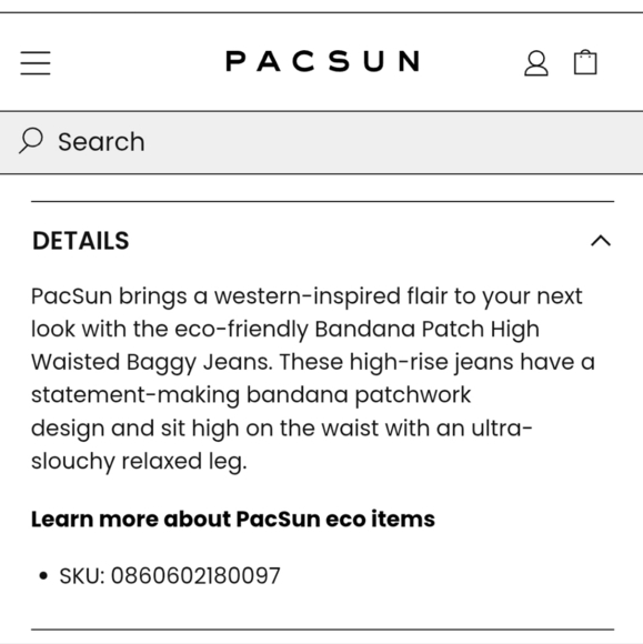 PacSun Bandana Patch High Waisted Baggy Jeans Size 27 - Picture 7 of 8